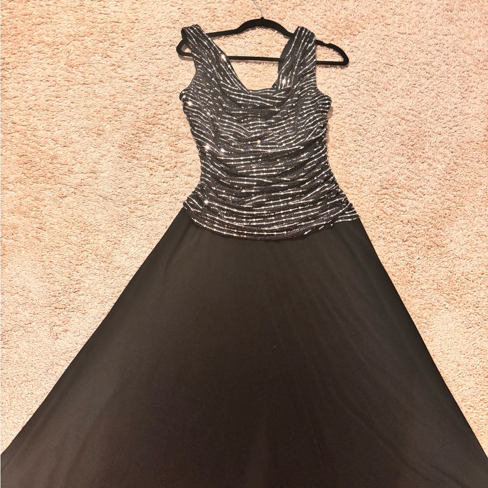 Chic Black and Silver Maxi Dress